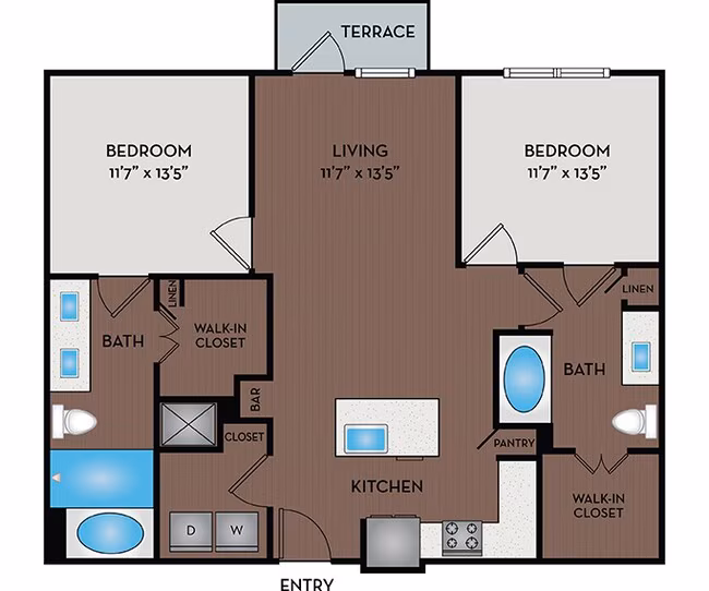 2 Beds • 2 Bath 4036-C floor plan